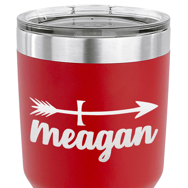 Tribal Arrows 30 oz Stainless Steel Ringneck Tumbler - Red - CLOSE UP