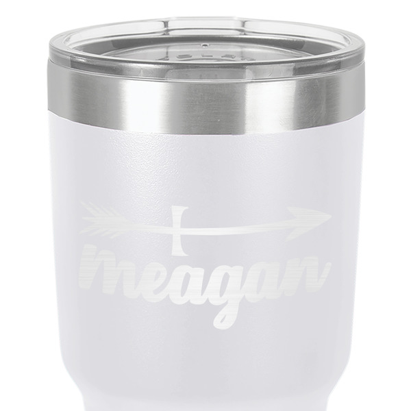 Tribal Arrows 30 oz Stainless Steel Ringneck Tumbler - White - Close Up
