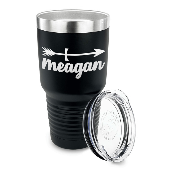 Tribal Arrows 30 oz Stainless Steel Ringneck Tumblers - Black - LID OFF