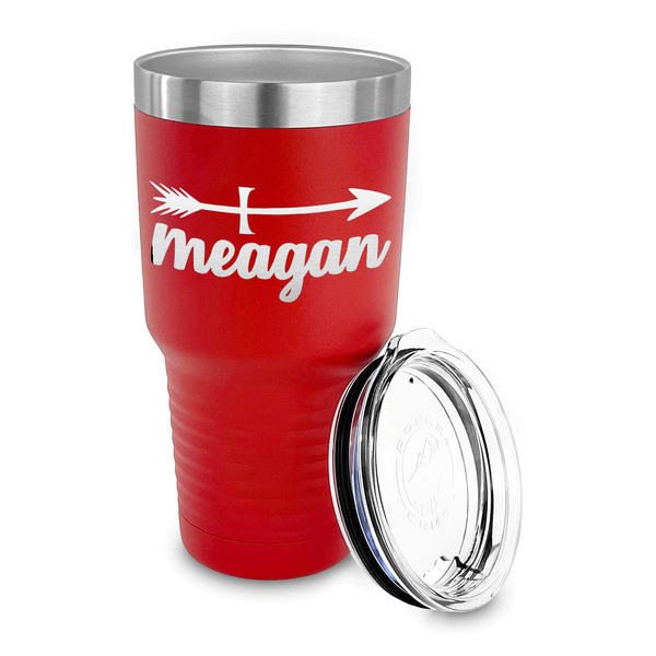 Tribal Arrows 30 oz Stainless Steel Ringneck Tumblers - Red - LID OFF