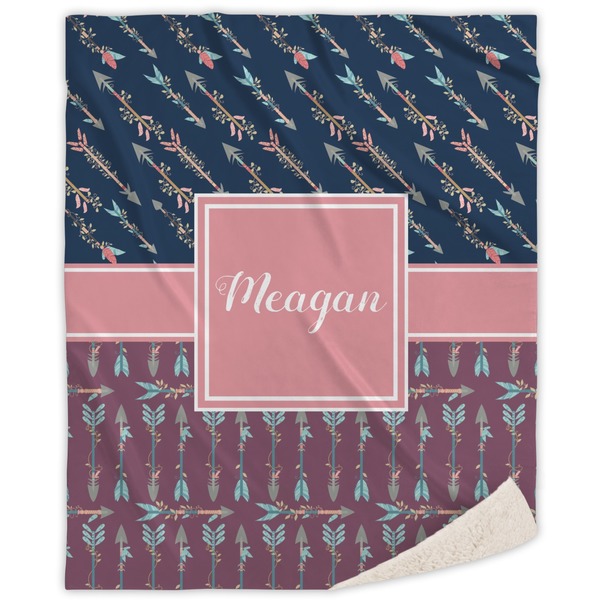 Custom Tribal Arrows Sherpa Throw Blanket - 60"x80" (Personalized)