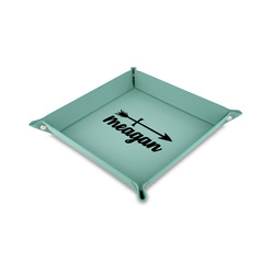 Tribal Arrows 6" x 6" Teal Faux Leather Valet Tray (Personalized)