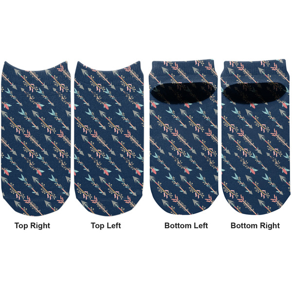 Tribal Arrows Adult Ankle Socks - Double Pair - Front and Back - Apvl
