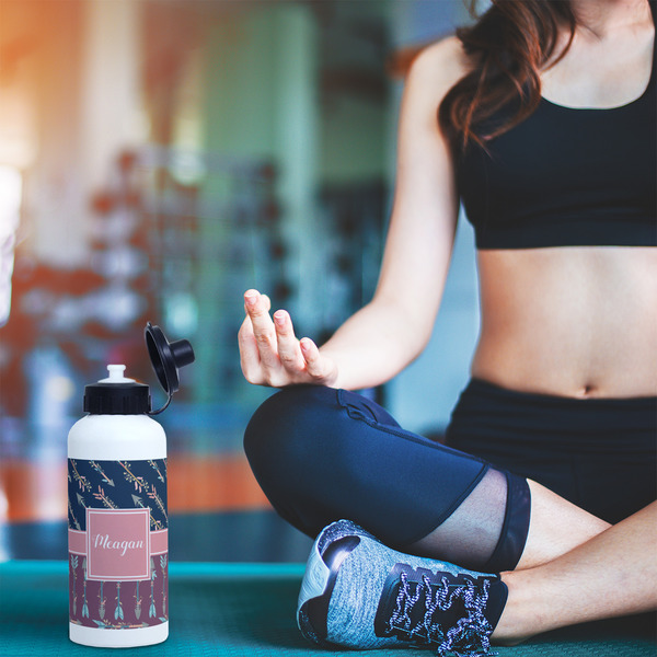Tribal Arrows Aluminum Water Bottle - White LIFESTYLE