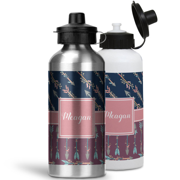 Tribal Arrows Aluminum Water Bottles - MAIN (white &silver)