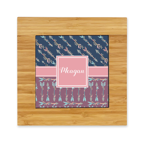 Custom Tribal Arrows Bamboo Trivet with Ceramic Tile Insert (Personalized)