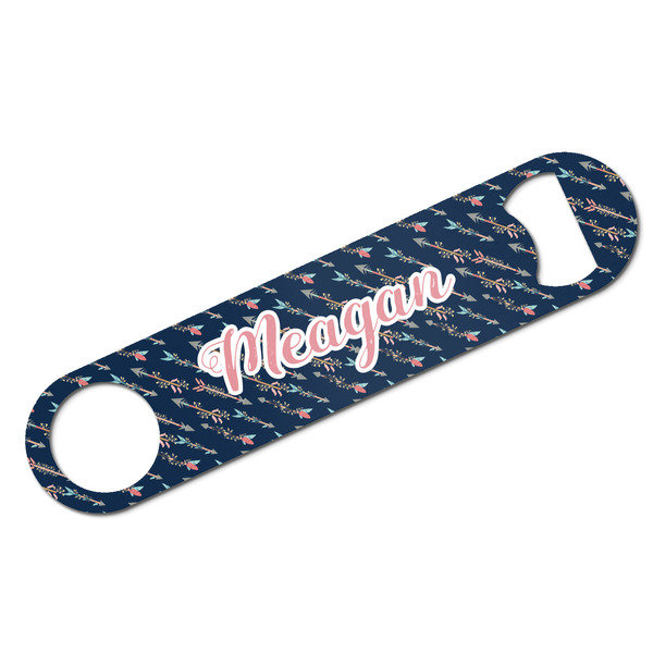 Custom Tribal Arrows Bar Bottle Opener - White w/ Name or Text