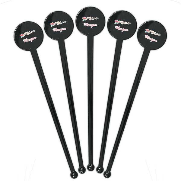 Tribal Arrows Black Plastic 7" Stir Stick - Round - Fan View