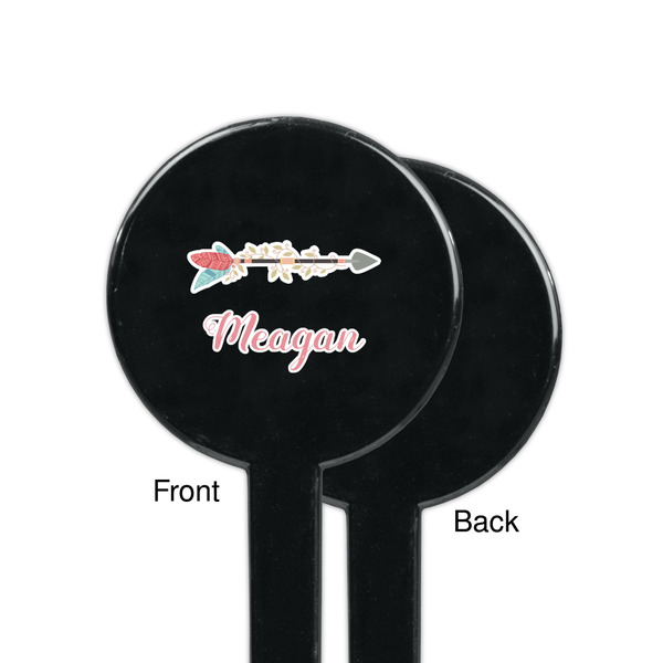 Tribal Arrows Black Plastic 7" Stir Stick - Single Sided - Round - Front & Back