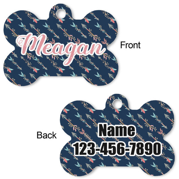 Tribal Arrows Bone Shaped Dog Tag - Front & Back