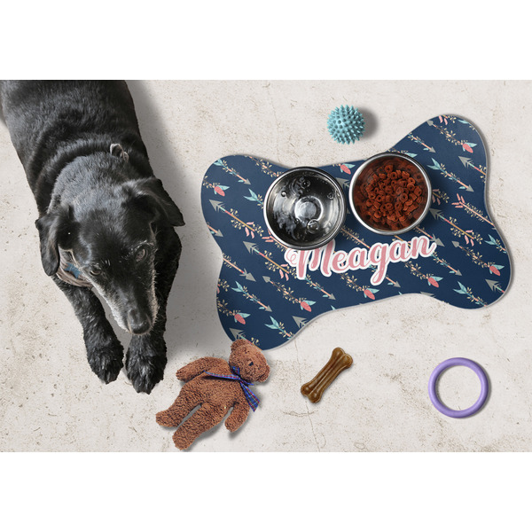 Tribal Arrows Bone Shaped Mat w/ Food & Water