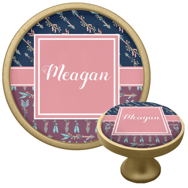 Tribal Arrows Cabinet Knob - Gold - Multi Angle