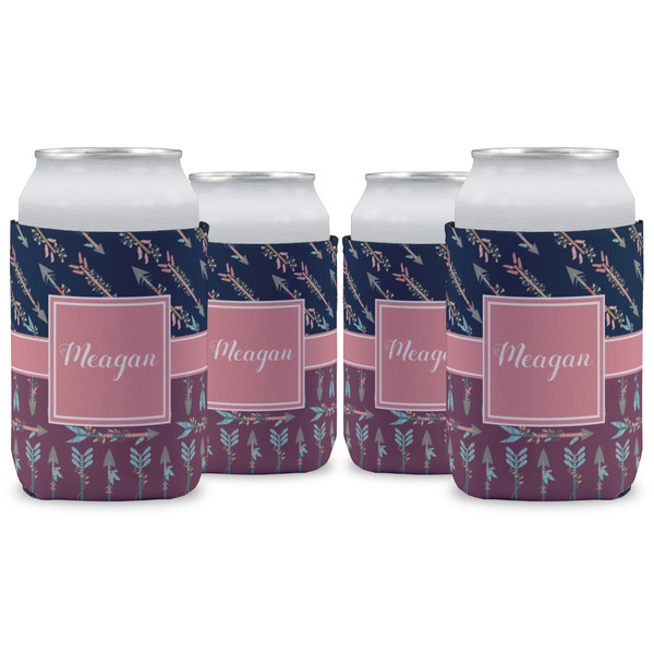 Custom Tribal Arrows Can Cooler (12 oz) - Set of 4 w/ Name or Text