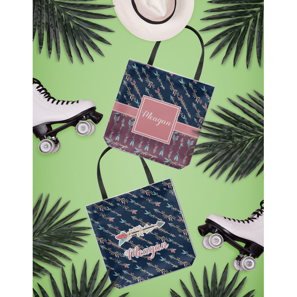 Tribal Arrows Canvas Tote Lifestyle Front and Back- 13x13