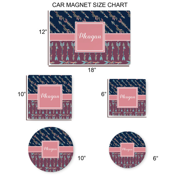 Tribal Arrows Car Magnets - SIZE CHART