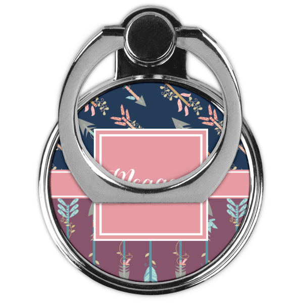 Tribal Arrows Cell Phone Ring Stand & Holder - Front (Collapsed)