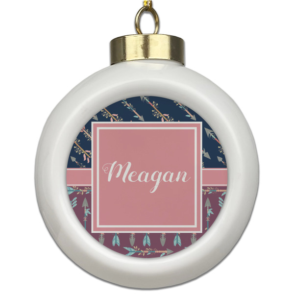Custom Tribal Arrows Ceramic Ball Ornament (Personalized)