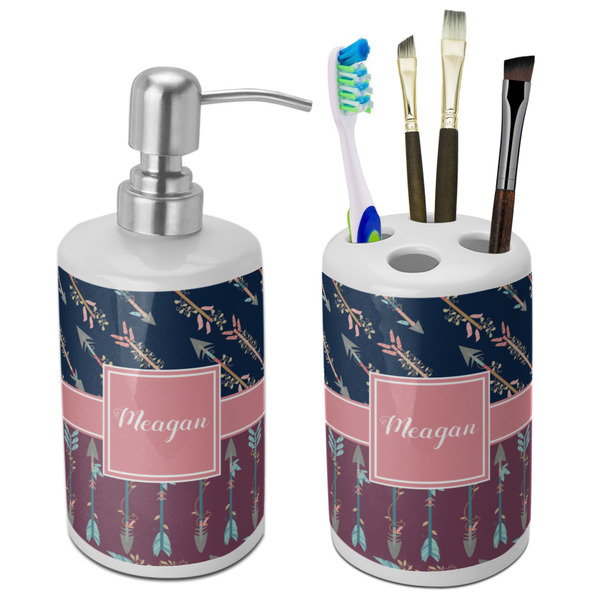 Custom Tribal Arrows Ceramic Bathroom Accessories Set (Personalized)
