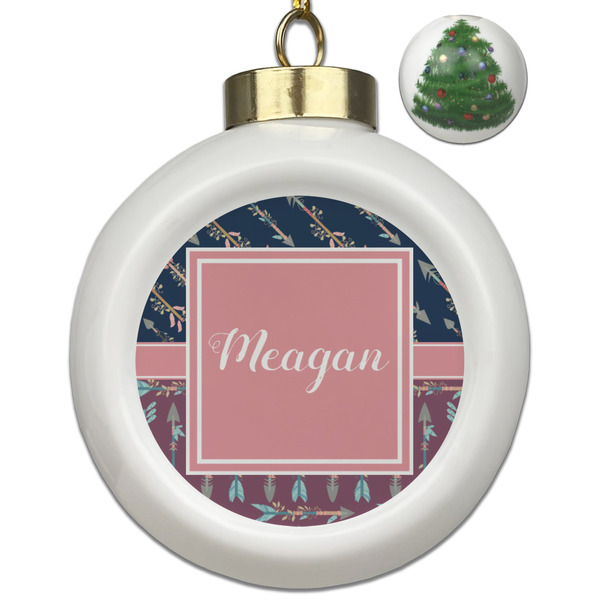 Custom Tribal Arrows Ceramic Ball Ornament - Christmas Tree (Personalized)