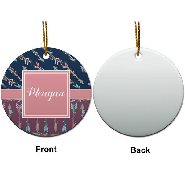 Tribal Arrows Ceramic Flat Ornament - Circle Front & Back (APPROVAL)