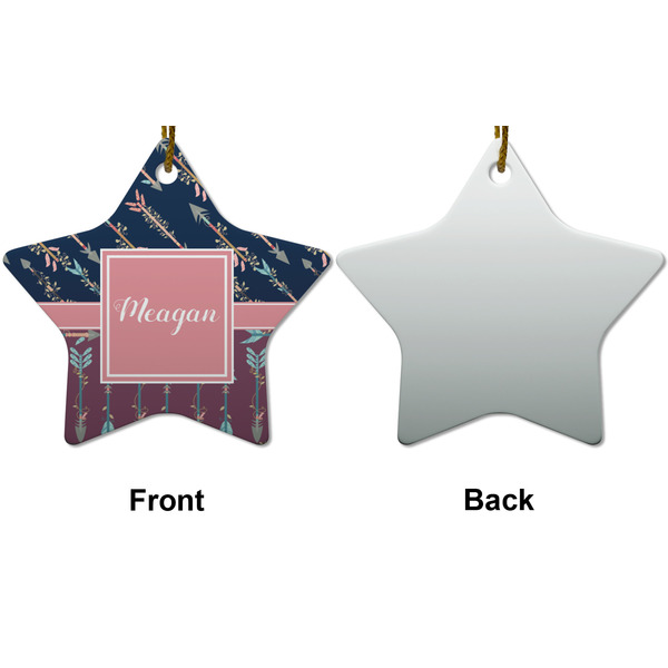 Tribal Arrows Ceramic Flat Ornament - Star Front & Back (APPROVAL)