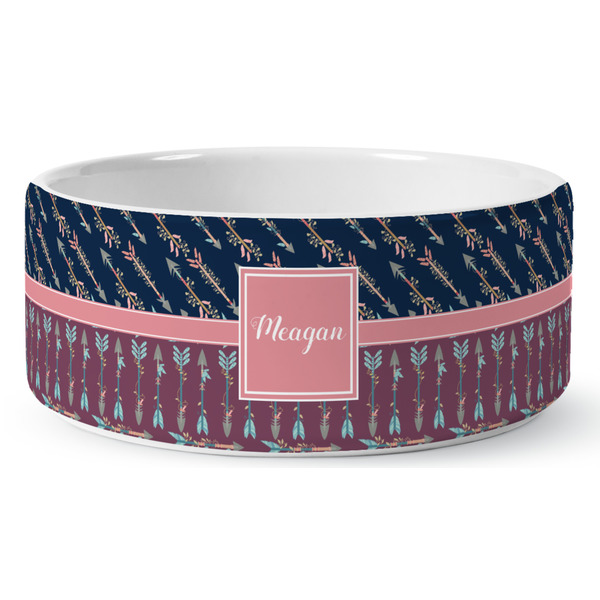 Custom Tribal Arrows Ceramic Dog Bowl - Large (Personalized)