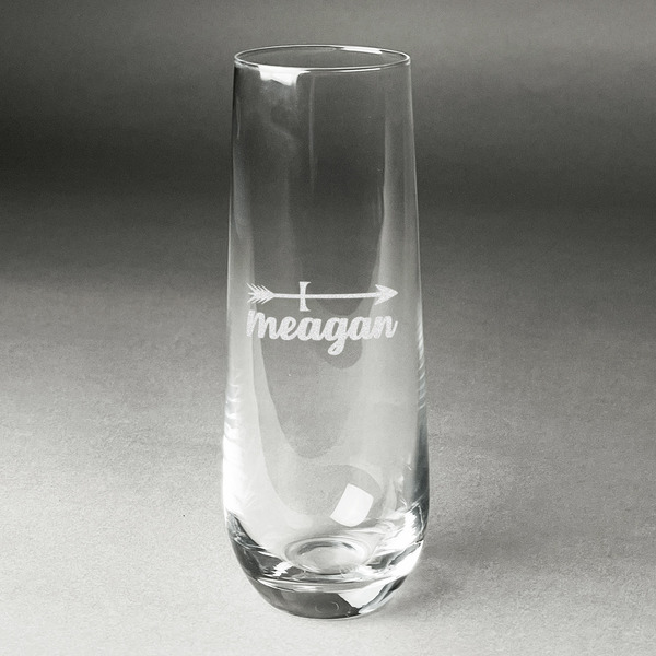 Custom Tribal Arrows Champagne Flute - Stemless Engraved - Single (Personalized)