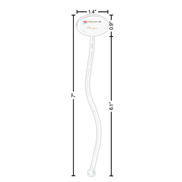Tribal Arrows Clear Plastic 7" Stir Stick - Oval - Dimensions
