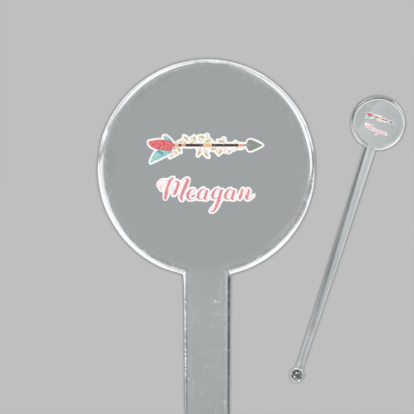 Tribal Arrows Clear Plastic 7" Stir Stick - Round - Closeup