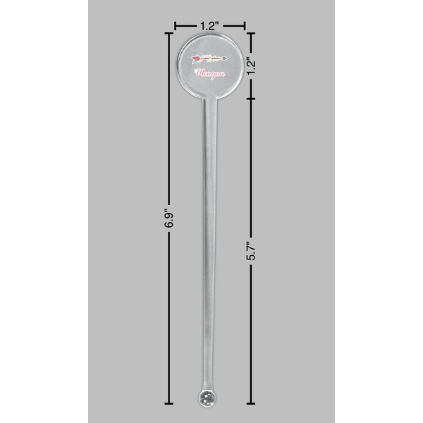 Tribal Arrows Clear Plastic 7" Stir Stick - Round - Dimensions