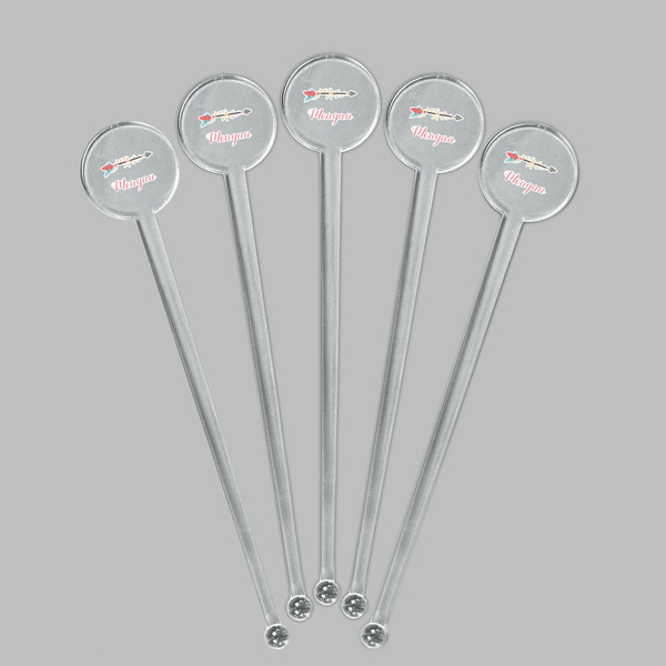Tribal Arrows Clear Plastic 7" Stir Stick - Round - Fan View
