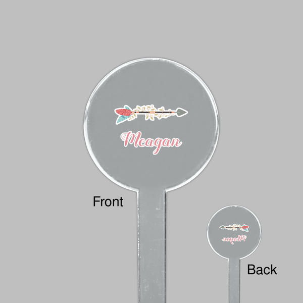 Tribal Arrows Clear Plastic 7" Stir Stick - Round - Front & Back
