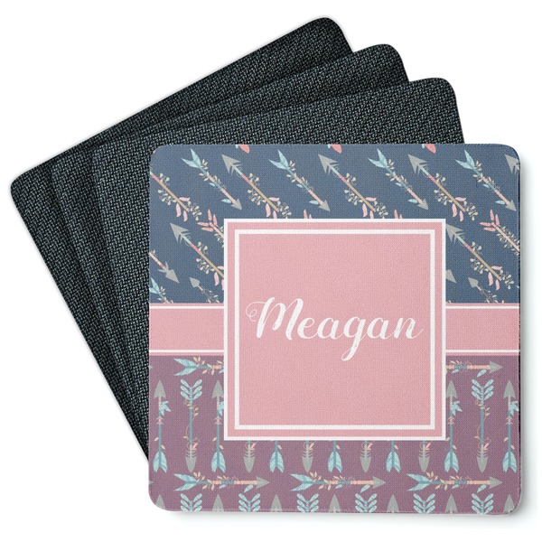 Custom Tribal Arrows Square Rubber Backed Coasters - Set of 4 (Personalized)