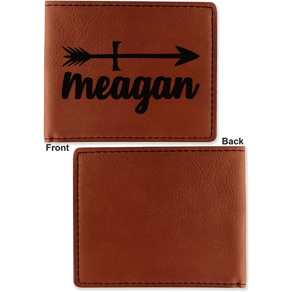 Tribal Arrows Cognac Leatherette Bifold Wallets - Front and Back Single Sided - Apvl