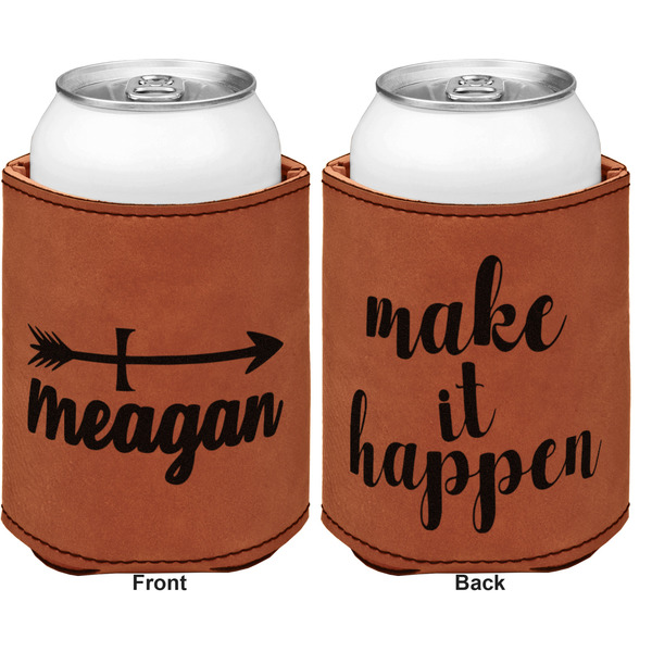 Tribal Arrows Cognac Leatherette Can Sleeve - Double Sided Front and Back