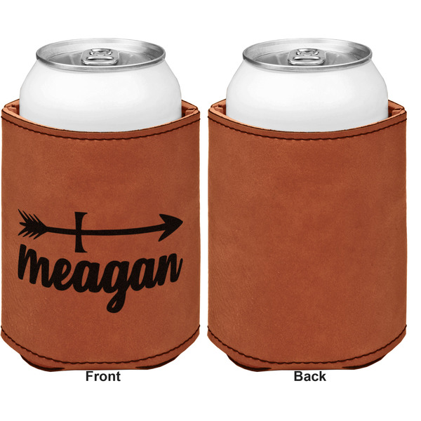 Tribal Arrows Cognac Leatherette Can Sleeve - Single Sided Front and Back