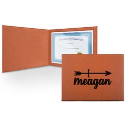 Tribal Arrows Leatherette Certificate Holder - Front (Personalized)