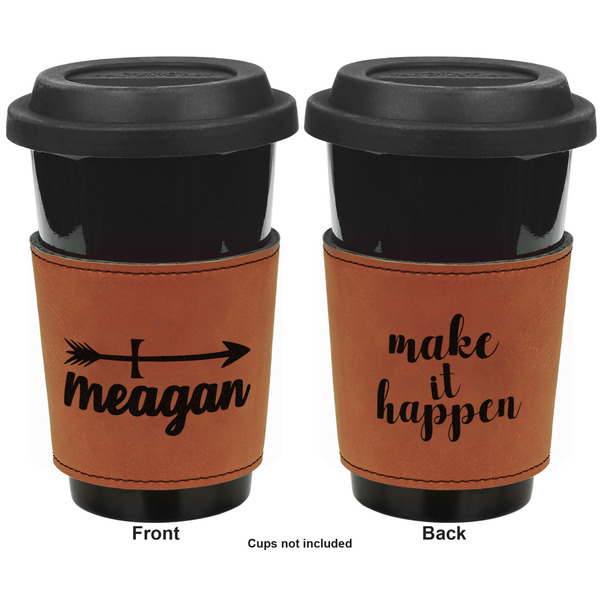 Tribal Arrows Cognac Leatherette Mug Sleeve - Double Sided Apvl