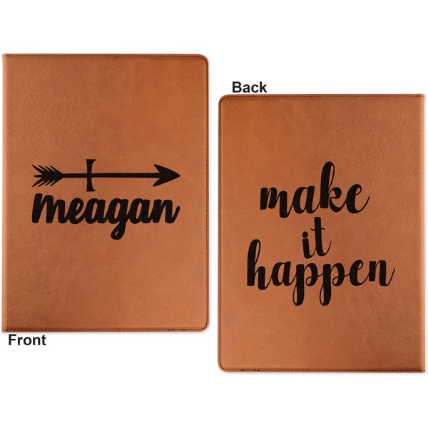 Tribal Arrows Cognac Leatherette Portfolios with Notepad - Small - Double Sided- Apvl