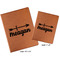 Tribal Arrows Cognac Leatherette Portfolios with Notepads - Compare Sizes