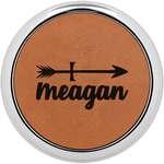 Tribal Arrows Leatherette Round Coaster w/ Silver Edge (Personalized)
