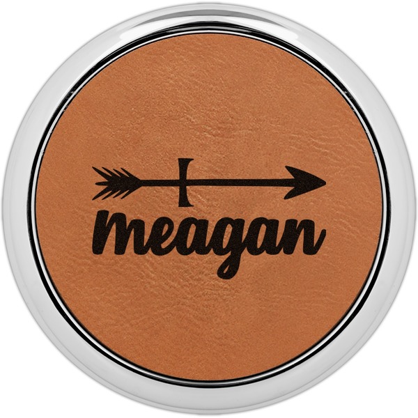Custom Tribal Arrows Set of 4 Leatherette Round Coasters w/ Silver Edge (Personalized)