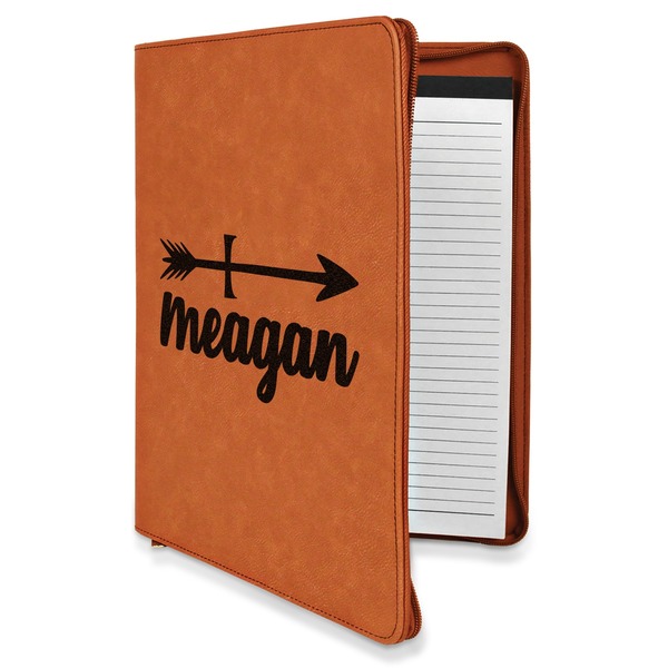 Custom Tribal Arrows Leatherette Zipper Portfolio with Notepad - Double Sided (Personalized)