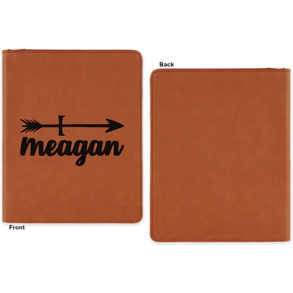 Tribal Arrows Cognac Leatherette Zipper Portfolios with Notepad - Single Sided - Apvl