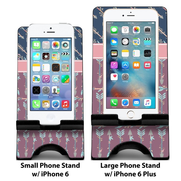 Tribal Arrows Compare Phone Stand Sizes - with iPhones