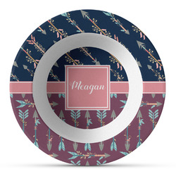 Tribal Arrows Plastic Bowl - Microwave Safe - Composite Polymer (Personalized)