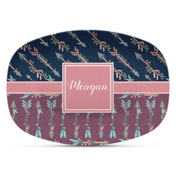 Tribal Arrows Plastic Platter - Microwave & Oven Safe Composite Polymer (Personalized)