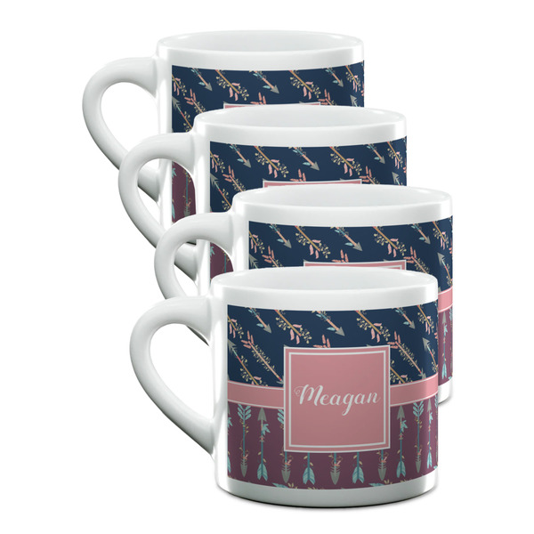 Custom Tribal Arrows Double Shot Espresso Cups - Set of 4 (Personalized)
