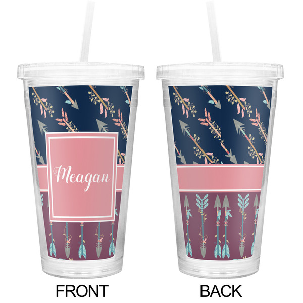 Tribal Arrows Double Wall Tumbler with Straw - Approval