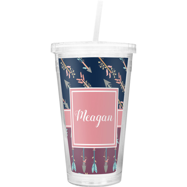 Custom Tribal Arrows Double Wall Tumbler with Straw (Personalized)